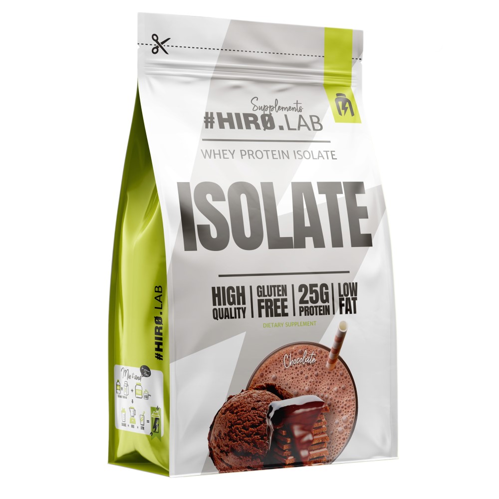 Hiro Lab Whey Protein Isolate 700g in a resealable pouch with branding and product details on the front label