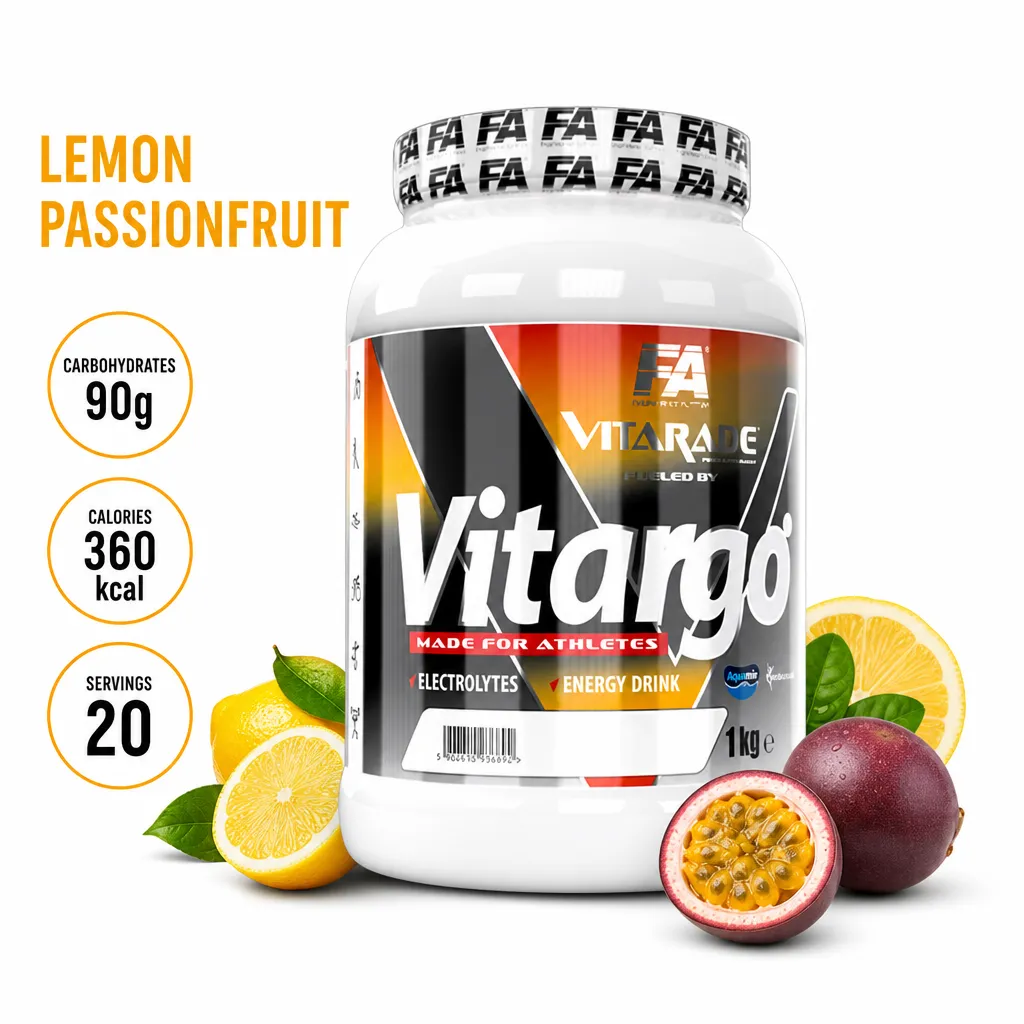 FA Nutrition Vitarade 1000g Lemon Passionfruit is a carbohydrate powder for athletes, featuring Vitargo and Enduracarb, with electrolytes for energy and hydration.