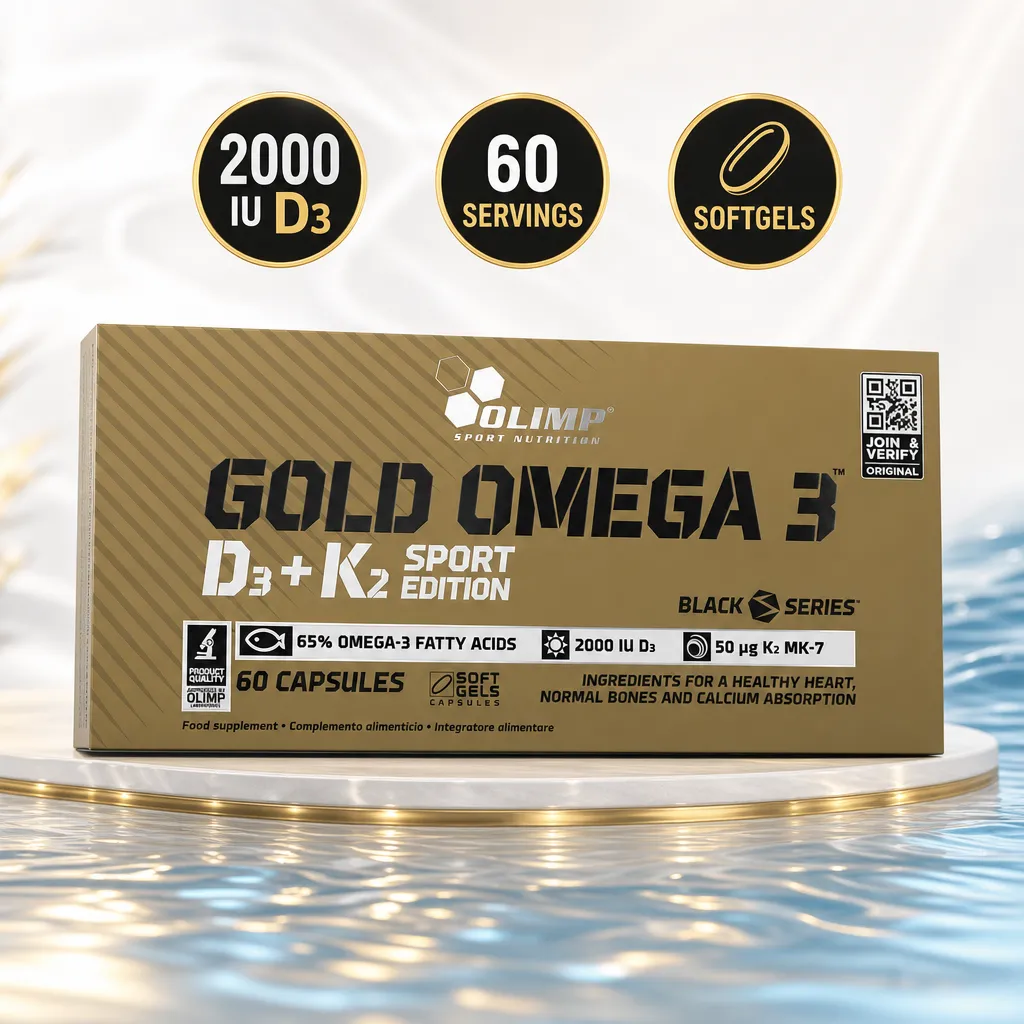 Olimp Gold Omega 3 D3 + K2 Sport Edition dietary supplement, 60 softgels with 65% omega-3, vitamin D3 and K2