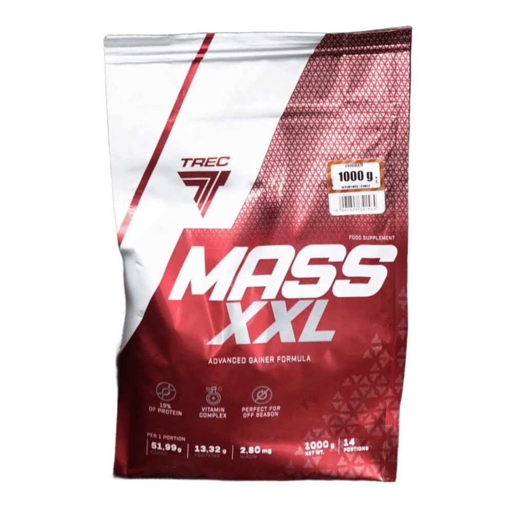 Trec Nutrition Mass XXL 1000g mass gainer supplement in a branded pouch, typically white with bold graphics