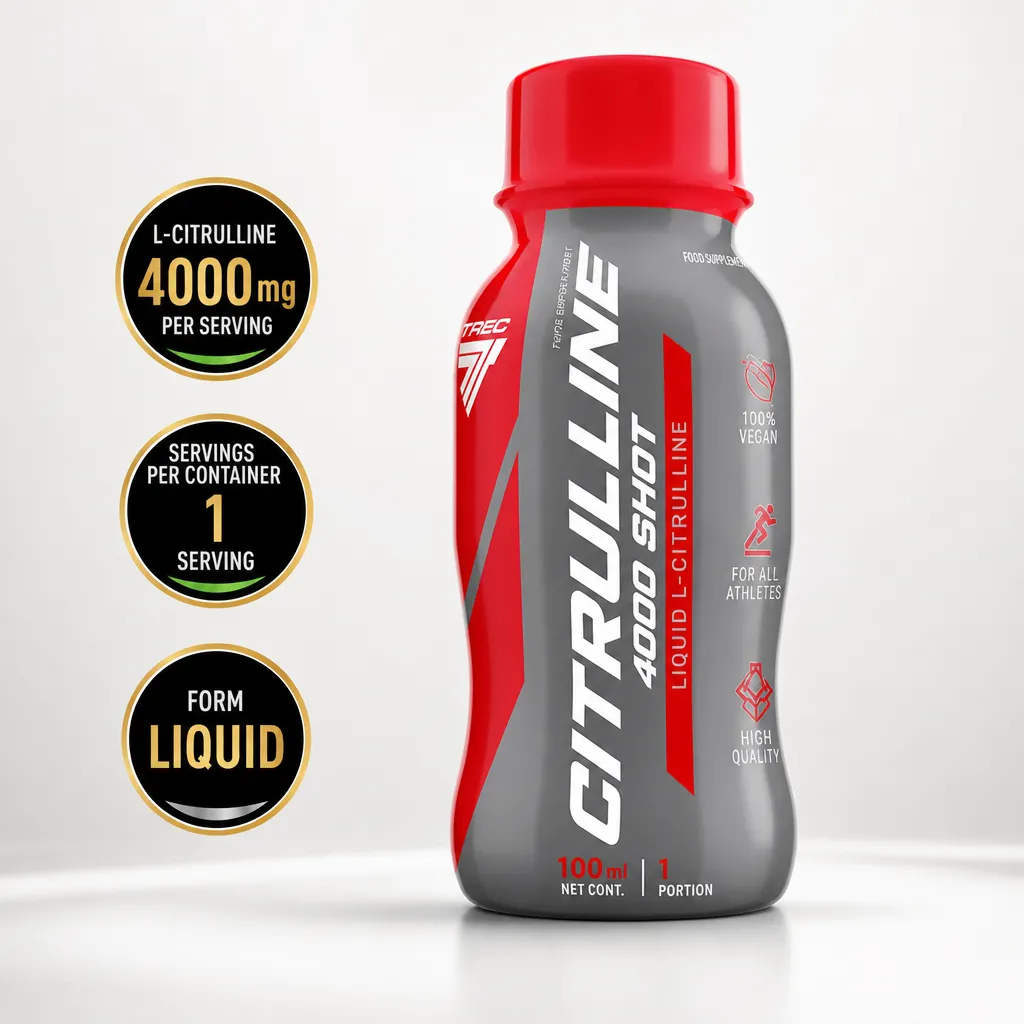 Trec Nutrition Citrulline Shot liquid supplement, 100ml bottle with 4000mg L-citrulline and cherry-orange flavour