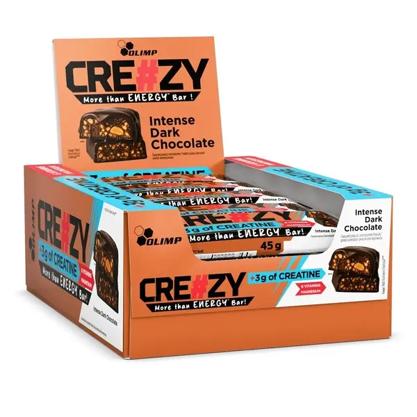Olimp Creazy Bar 45g intense dark chocolate energy bar with 3g creatine.