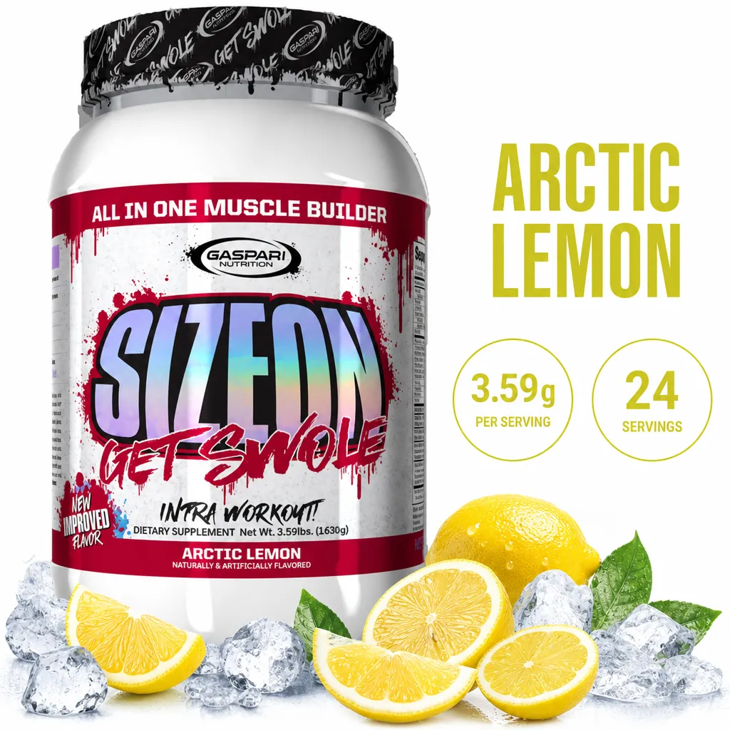 Gaspari Nutrition SizeOn Maximum Performance intra-workout supplement, Arctic Lemon flavour, 24 servings in a 3.59 lb tub