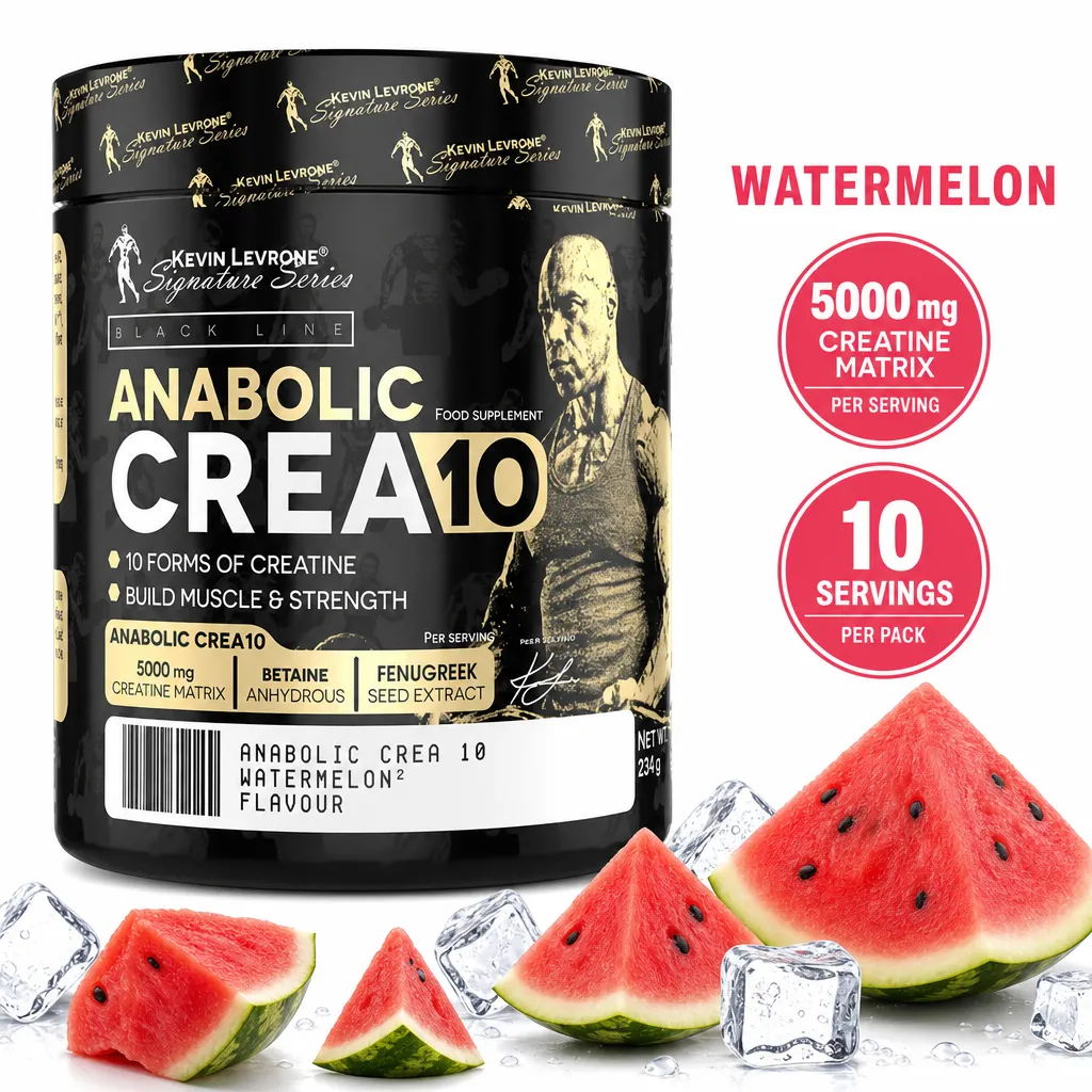 Kevin Levrone Anabolic Crea10 watermelon creatine powder supplement, 234g tub with 10 servings
