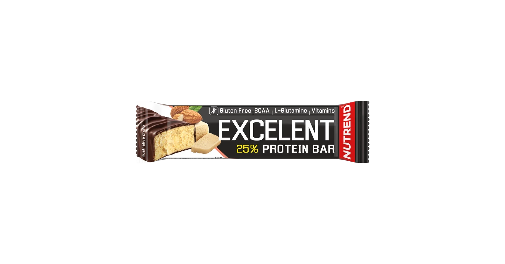 Nutrend Excelent 25% Protein Bar in marzipan with almonds, 85g protein snack with 25% protein
