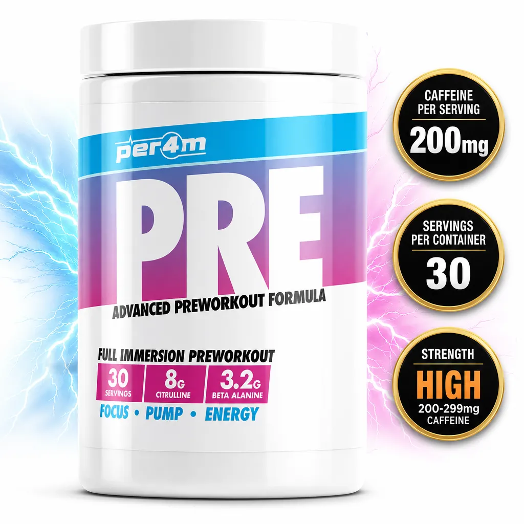 Per4m Pre Workout 30 Servings advanced pre-workout powder with 8g citrulline, 3.2g beta-alanine and 200mg caffeine