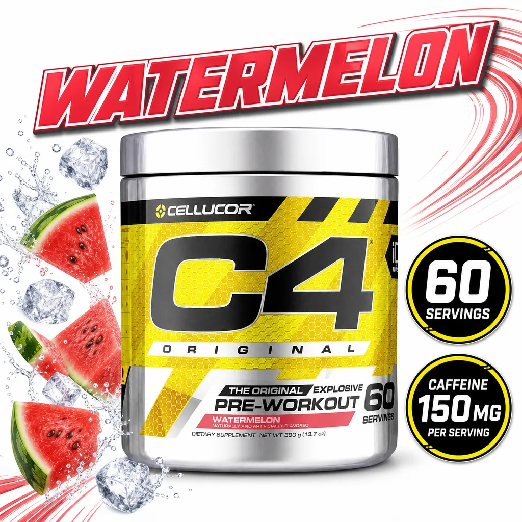 Cellucor C4 Original Watermelon pre-workout powder, 60 servings with 150 mg caffeine per serving