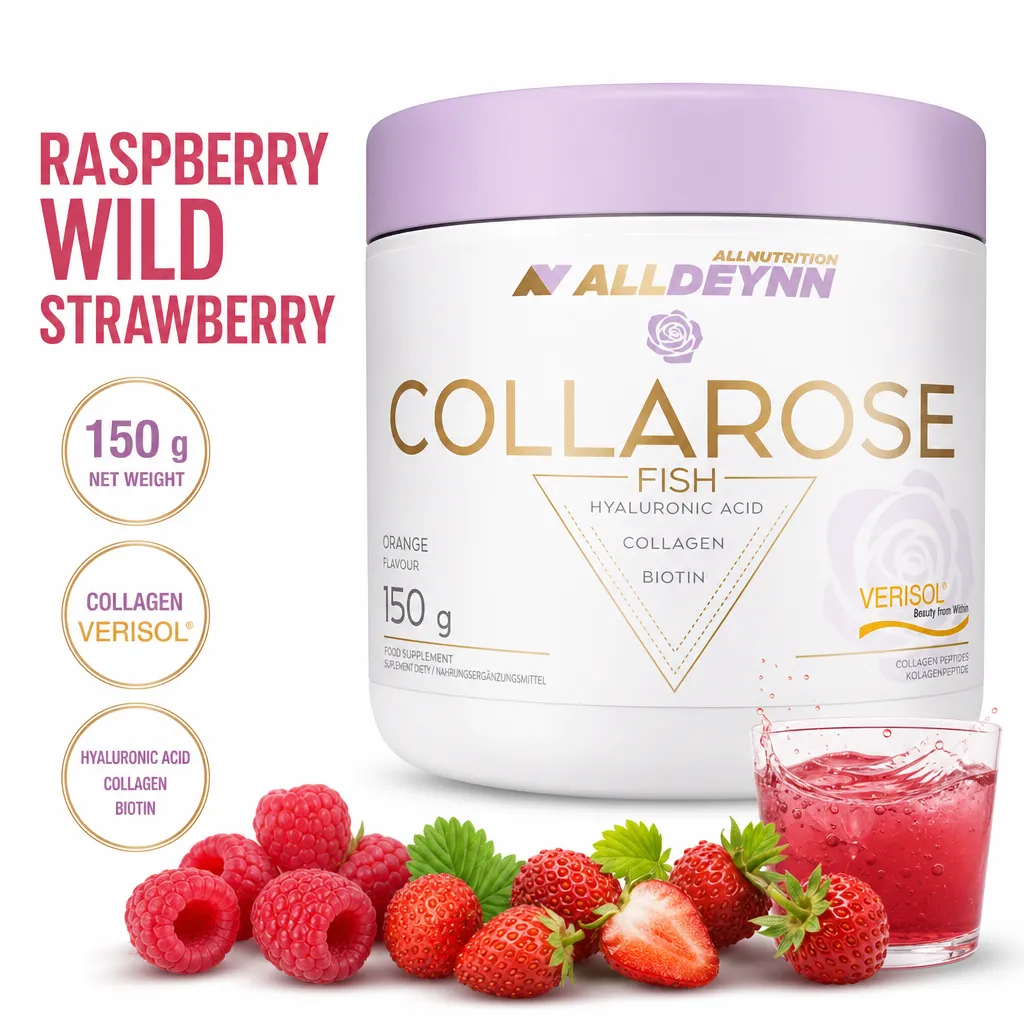 Allnutrition ALLDEYNN Collarose Fish 150g collagen supplement with raspberry and wild strawberry flavour, hyaluronic acid and biotin