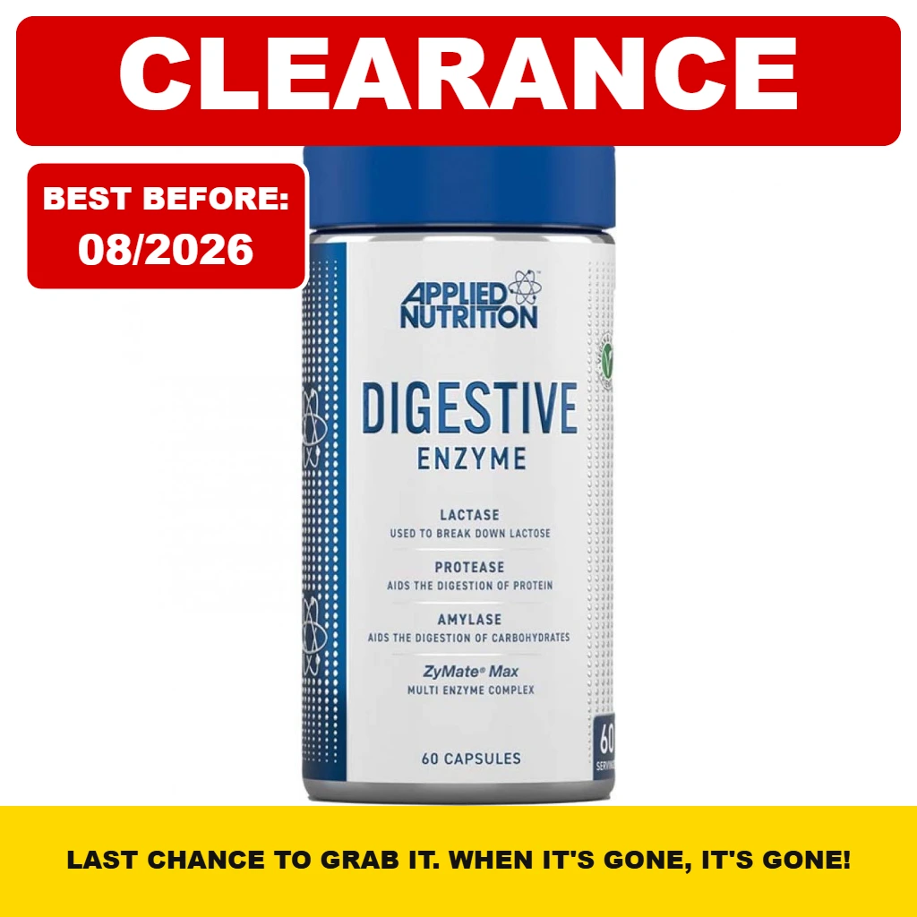 Applied Nutrition Digestive Enzyme 60-capsule digestive enzyme supplement with lactase, protease, amylase and Zymate Max complex