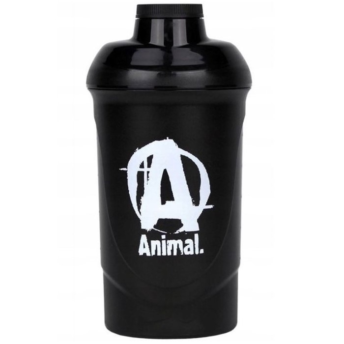 Universal Nutrition Animal Shaker 700ml Black, BPA-free plastic bottle with bold Animal logo and clear measurement markings