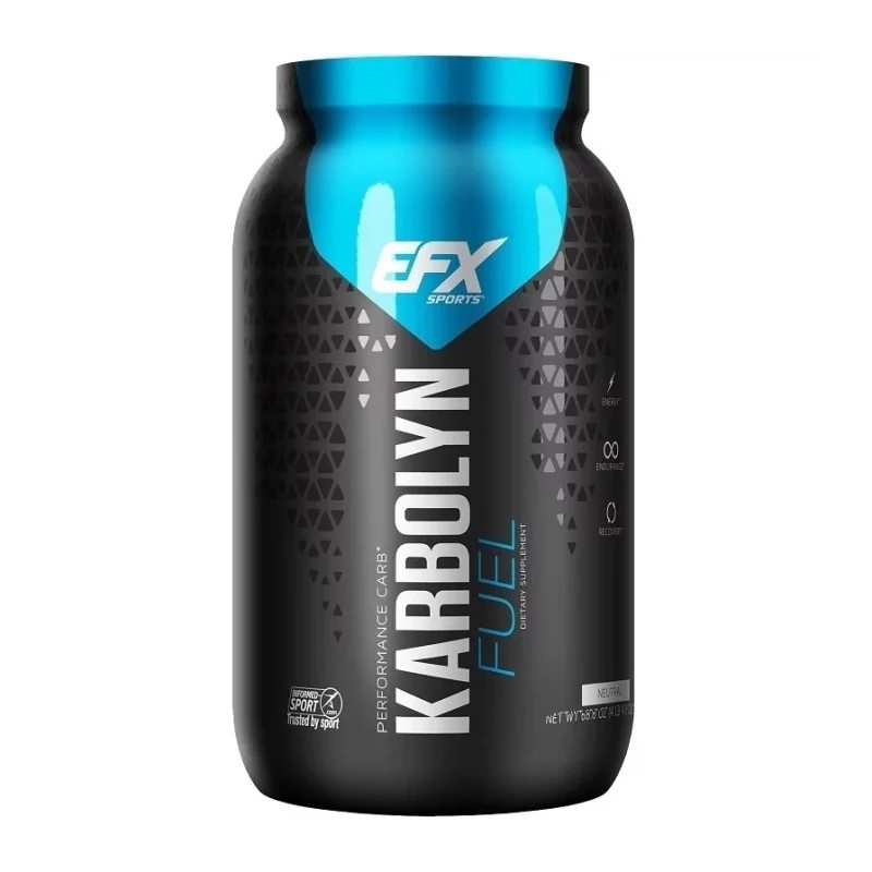 EFX Sports Karbolyn Fuel 1950g large container, likely with branded label and supplement details visible